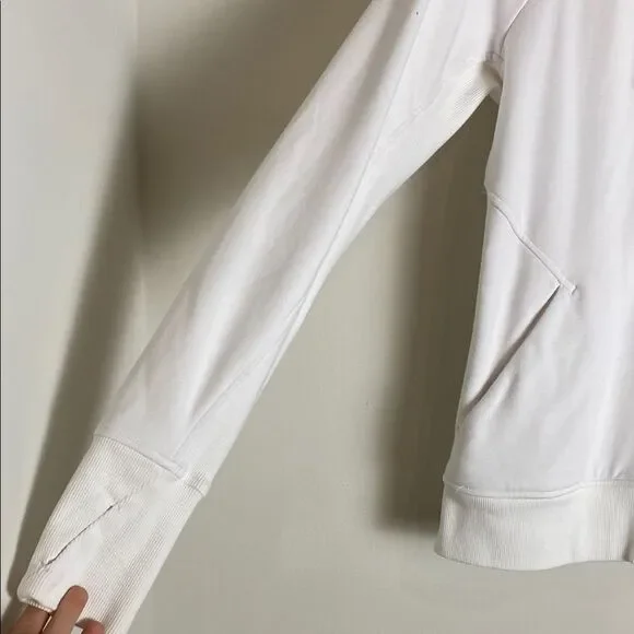 Athleta TRIUMPH HOODIE White Sweatshirt Full Zip Size S - Picture 5 of 8